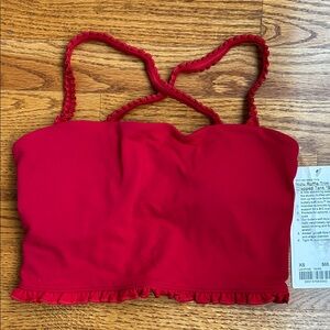 Lululemon Nulu Red Ruffle Trim Crop Top NWT